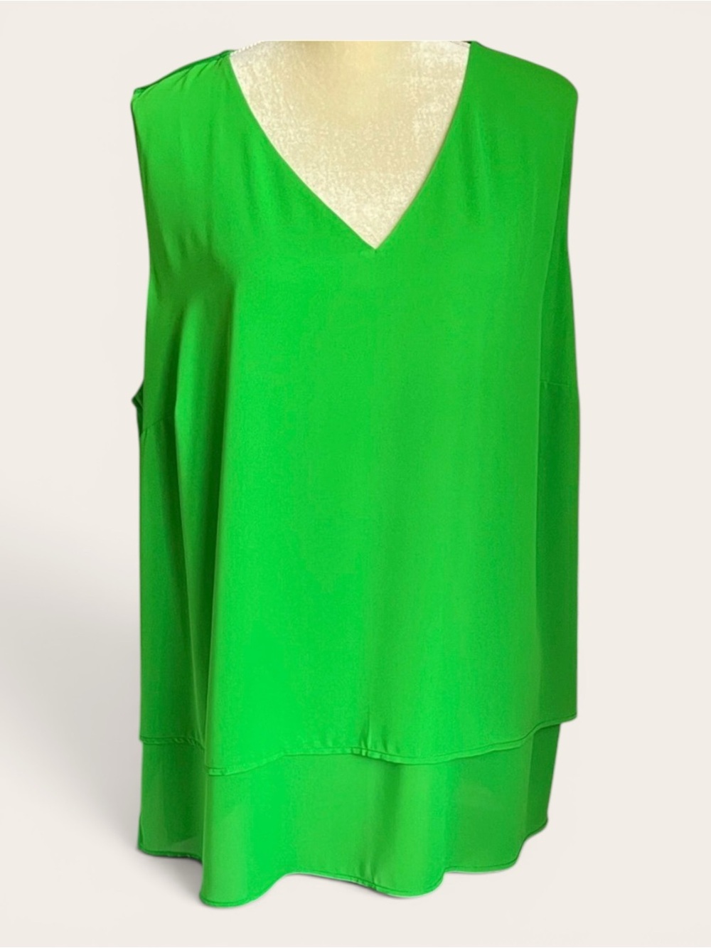 Michael Kors Bright Green Sleeveless Layered Blouse 3X